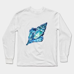 Blue Conch Sea Shell Long Sleeve T-Shirt